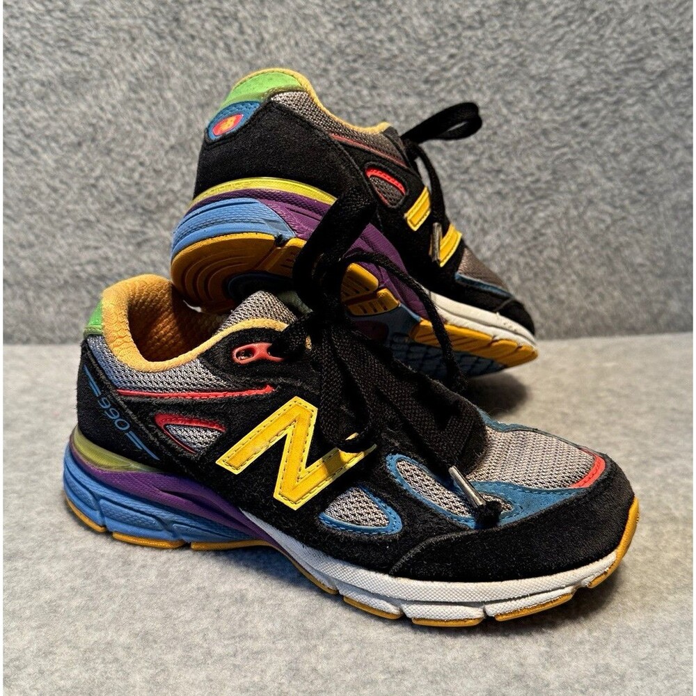New Balance 990v4 Kids Sneakers US 12 EU 30 Black Multi Colorblock PC990DL4